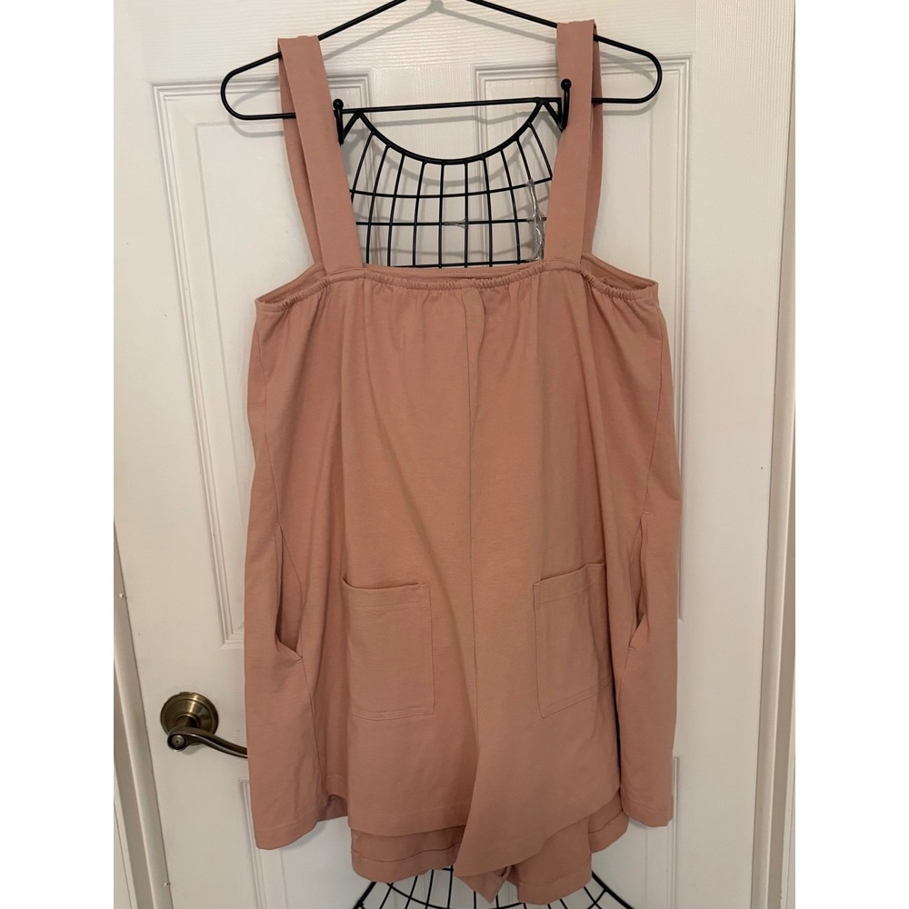 FP Beach Free People Women's L Blush Pink Pleated Oversized Mini Dress - Picture 3 of 7